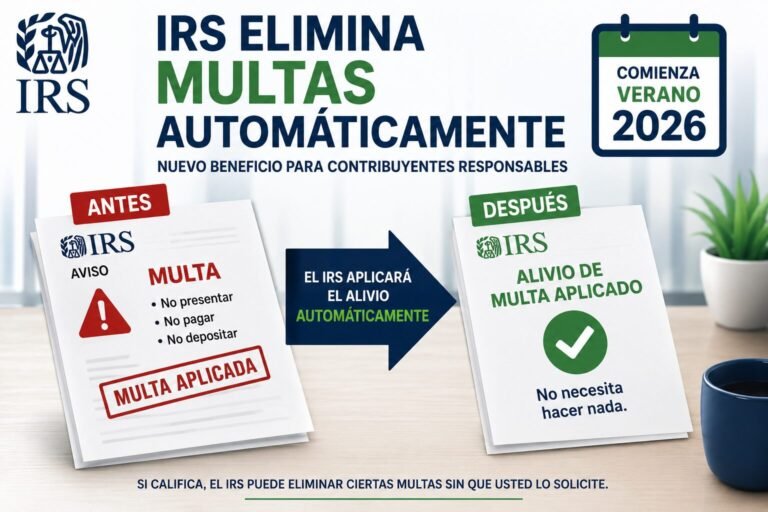 IRS elimina multas automáticamente para contribuyentes elegibles en 2026