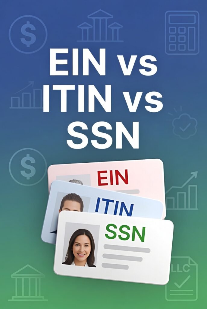 Comparación EIN vs ITIN vs SSN para dueños de pequeños negocios y LLC en 2026